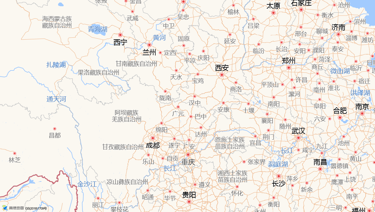 Route map showing the 658 km rail route from Xi'an to Chengdu, China